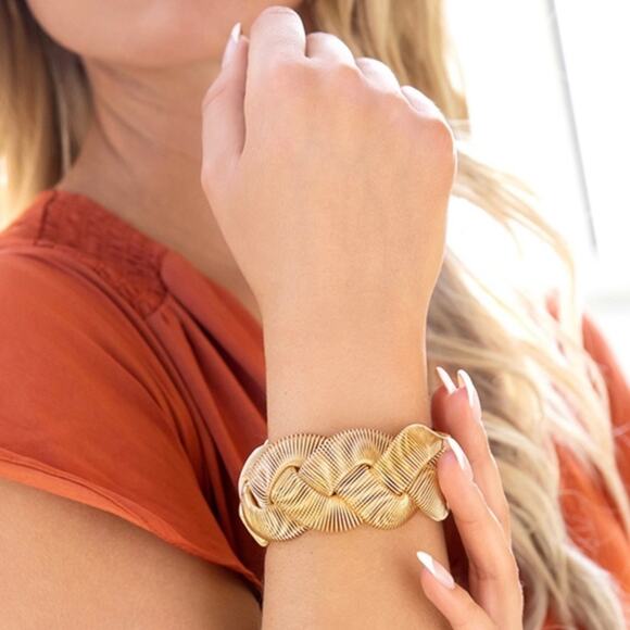 New Plunder "Sophie" Gold Braided Stretch Bracelet - Picture 2 of 5